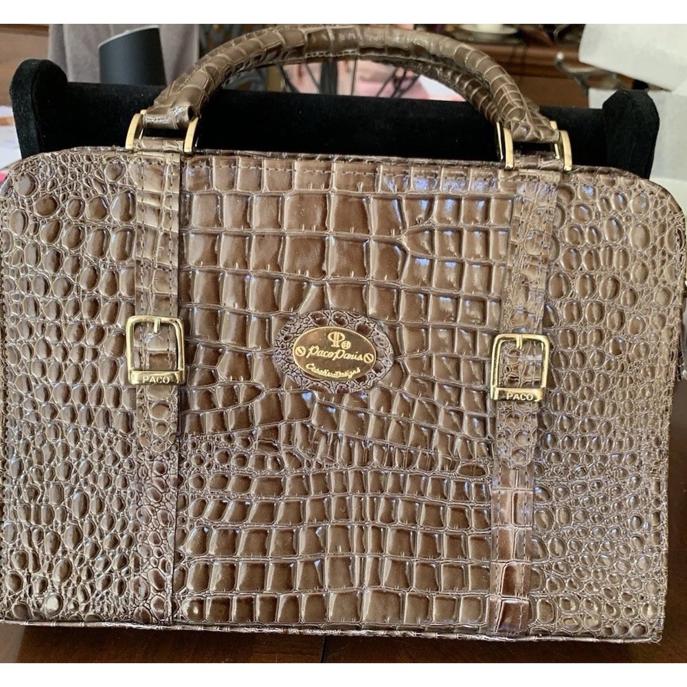 Paco Paris Croc Embossed Satchel Handbag‎